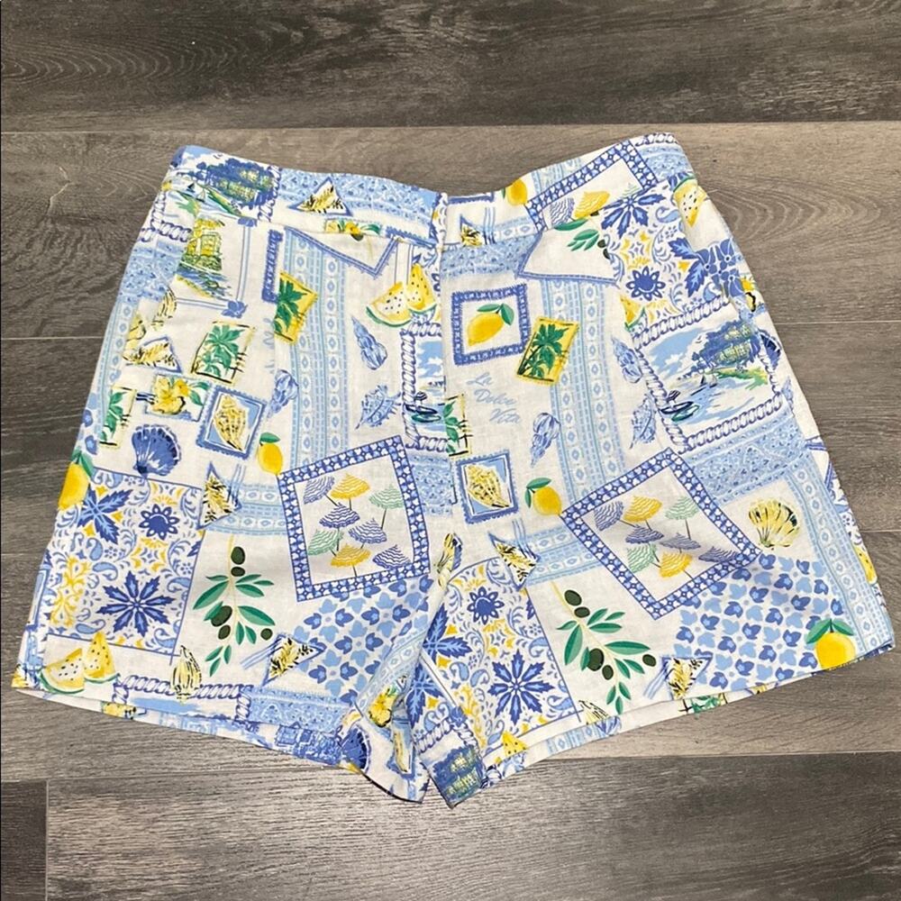 Women’s Printed Blue & Yellow Summer Shorts